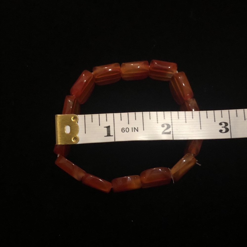 Chunky Vintage Reddish Amber Orange Beaded Bracelet - Picture 8 of 9